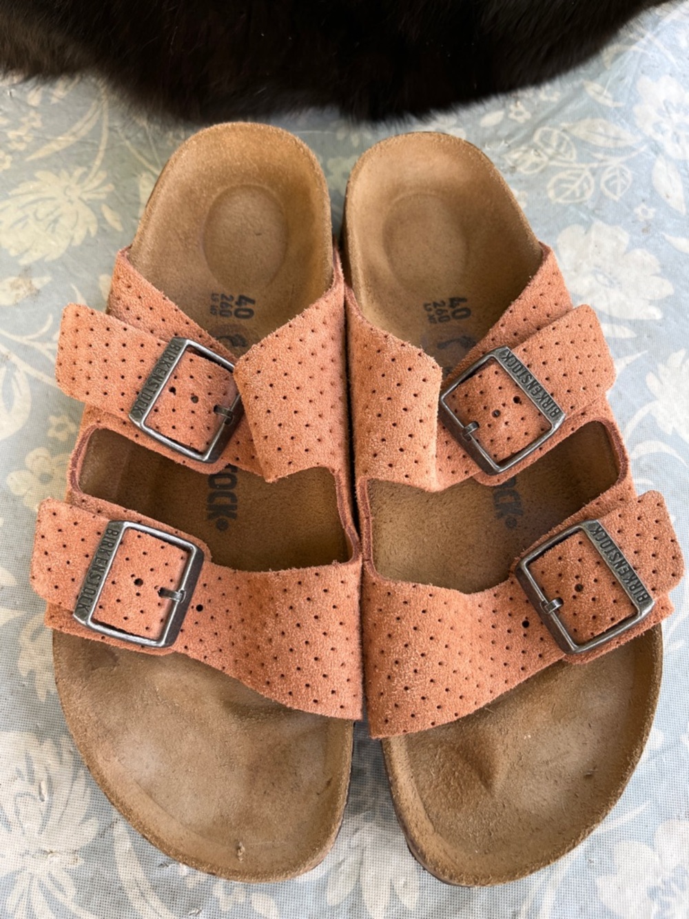 Birkenstock Arizona burnt orange suede embossed sandals - Picture 7 of 13